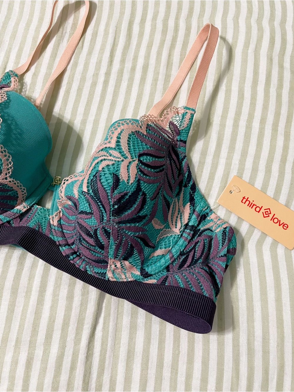 New ThirdLove Palm Lace Demi Bra Size 36B Lace Overlay Memory Foam Cups Padded - Picture 4 of 8
